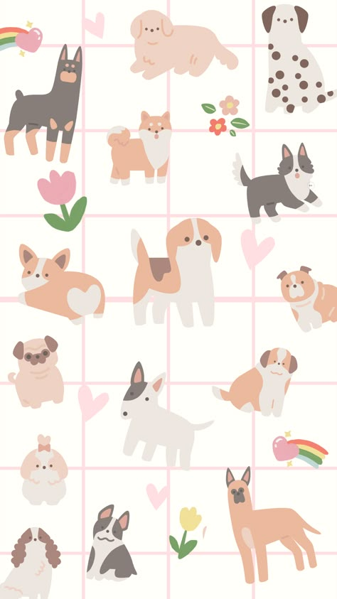 🐶 Wallpaper, fondo de pantalla, perros, cute, tierno, dog, dogs, doggie. Cute Wallpapers Animals Kawaii, Dog Doodle Wallpaper, Doggies Wallpaper, Dog And Cat Wallpaper, Dog Pattern Wallpaper, Dog Wallpaper Aesthetic, Dogs Background, Wallpaper Puppy, Dog Wallpaper Iphone