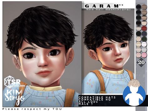 The Sims Resource - TS4 Toddler Hairstyle_Garam Sims 4 Hairstyles, Toddler Cc Sims 4, Toddler Hairstyles Boy, 4 Hairstyles, Mod Hair, Sims 4 Toddler, Sims 4 Mods Clothes, Sims 1, Sims Community