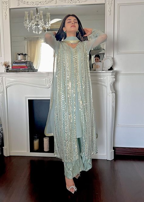 Ice Blue Gown, Fancy Abaya, Chicken Kari, Blue Dupatta, Pakistan Dress, Dresses Traditional, Open Shirt, Pakistani Dresses Casual, Desi Fashion Casual