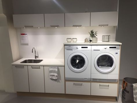 Ikea Kitchen Drawers, Washer And Dryer Pedestal, New Washer And Dryer, Laundry Room Layouts, Laundry Room Renovation, Laundry Design, Modern Laundry Rooms, Laundry Room Cabinets, Laundry Room Inspiration