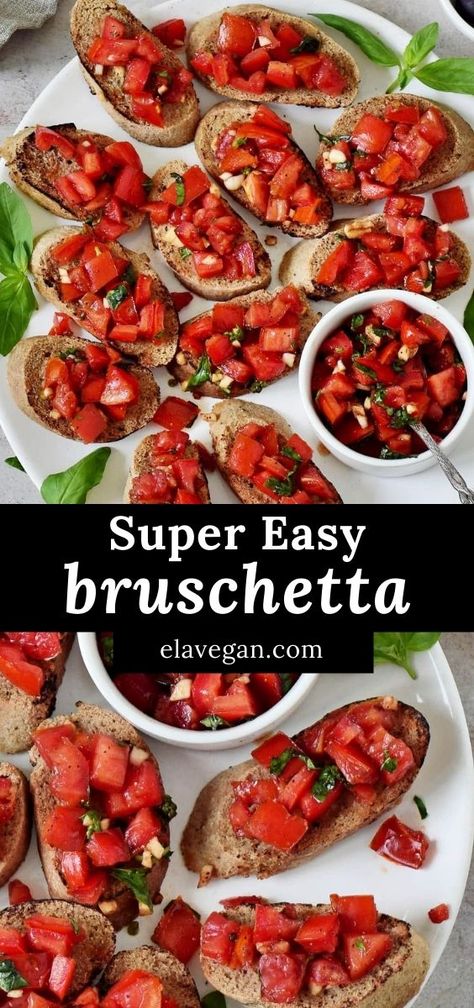 Brushetta Appetizers, Bruchetta Appetizers, Toasted Baguette Slices, Caprese Bruschetta, Tomato Bruschetta Recipe, Easy Bruschetta Recipe, Baguette Slices, Toasted Baguette, Easy Bruschetta