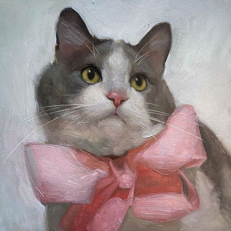 Jennifer Gennari, Pet Portrait Paintings, Cat Portrait Painting, Bow Art, Cat Art Illustration, Animal Portraits Art, Fancy Art, Fancy Cats, Cat Portraits