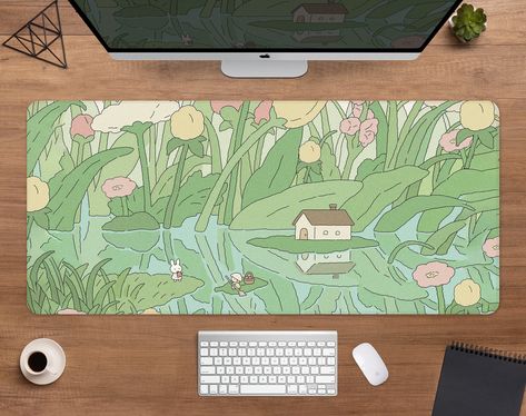 Excited to share the latest addition to my #etsy shop: Kawaii green desk mat cute mousepad Japanese, Flowers and plants korean, kawai anime aesthetics small mouse pad large xxl gaming desk mat xl https://etsy.me/3LRmQpY #green #blue #cutedeskmatkawaii #kawaideskmattxl Cute Desk Mats, Cute Mousepad, Xl Desk, Linkedin Header, Mousepad Design, Kawaii Mouse Pad, Kawaii Office, Aesthetic Mouse Pad, Green Desk Mat