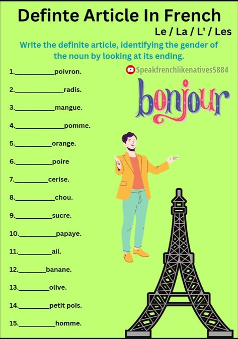 French Worksheets For Beginners, Articles In French, French Greetings, French Worksheets, French Class, Education, France, Quick Saves