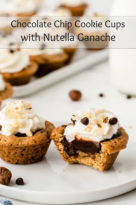 Pig Recipes, Nutella Ganache, Easy Fruit Dip, Chocolate Chip Cookie Cups, Ganache Recipe, Chocolate Chip Recipes, Awesome Recipes, Cookie Cups, Fruit Dip