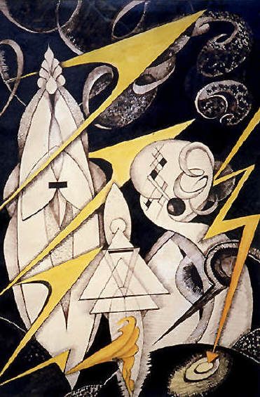 Storm Gods. 1938 by Dane Rudhyar. Image copyright © 2001 by Leyla Rudhyar Hill. All Rights Reserved. #rudhyar Theosophy Art, Dane Rudhyar, Martin Heidegger, European Culture, Color Harmony, Anglo Saxon, Visual Artist, All Rights Reserved, Web Site