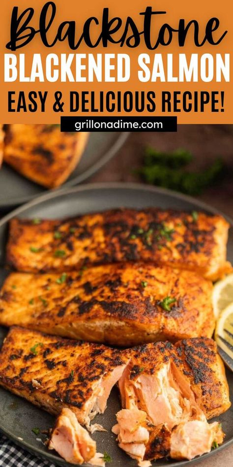 Blackened Salmon Recipes, Outdoor Griddle Recipes, Griddle Cooking Recipes, Hibachi Recipes, Outdoor Cooking Recipes, Grilled Salmon Recipes, Blackened Salmon, Cooking Stone, Griddle Recipes