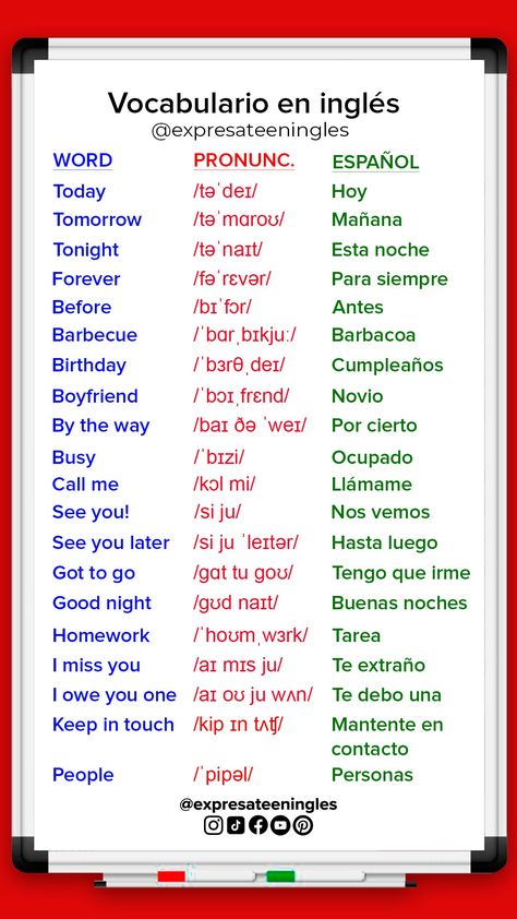 Vocabulario en ingles, frases en ingles, aprender ingles English Homework, English Lines, Verb Words, Basic Spanish Words, Spanish Music, Spanish Vocabulary, Spanish Words, English Language Learning, Learn English Words