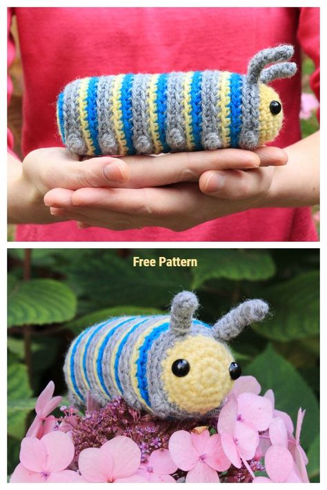 Crochet Chip the Caterpillar Amigurumi Free Patterns Crochet Caterpillar, Crochet Butterfly Free Pattern, Chunky Crochet Blanket, Tutorial Ideas, Knitting Machine Projects, Crochet Butterfly, Diy Magazine, Crochet Amigurumi Free, Quick Crochet