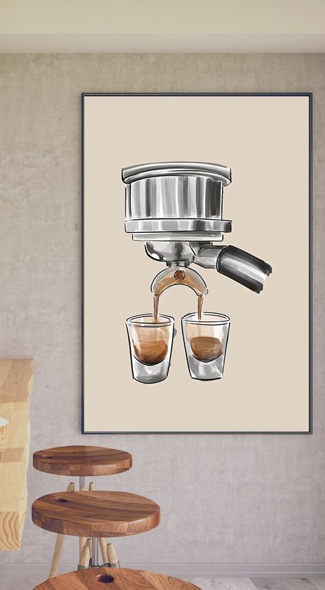 Coffee Wall Art Decor, Coffee Shop Painting Ideas, Cafe Poster Design Coffee Shop, Coffee Bar Wall Art, Coffee Shop Artwork, Cafe Wall Design Ideas Coffee Shop, Coffee Wall Painting, Cafe Decor Ideas Wall Art, Coffee Shop Wall Design