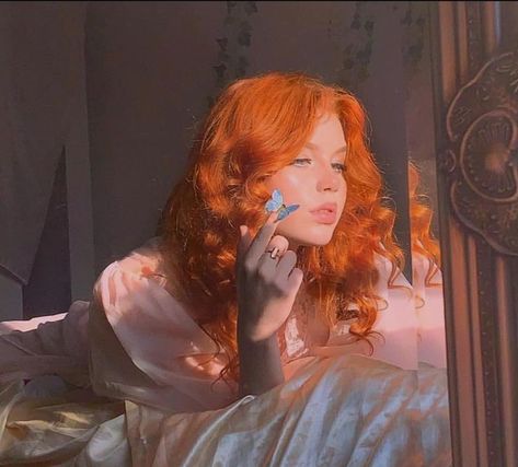 Red Hair, Ginger, A Woman, Mirror, Red, Hair