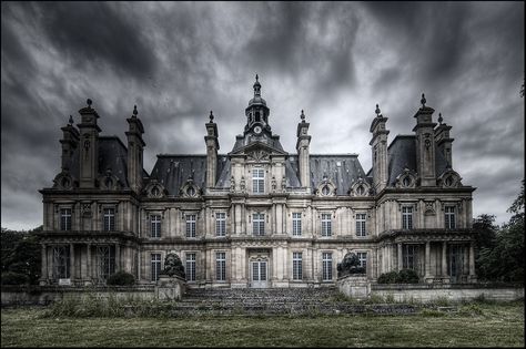 The Castle of Franconville near Saint-Martin-du Tertre, France, built just a half century ago. Residence Architecture, Mansion Homes, Gothic Mansion, Chateau Medieval, Gothic Castle, Abandoned Mansion, Castle Mansion, Famous Castles, Old Mansions