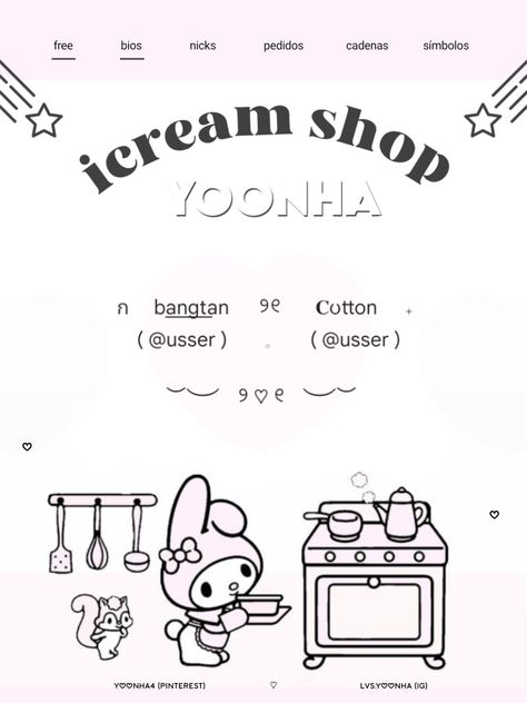 ୨୧ . Click on visit ♡ ' no resubir (lvs.yoonha on ig) : #yoonha #yoonha4 #bios #instagram #igstan Cool Text Symbols, Cute Bios, Name Symbols, Instagram Font, Trendy Fonts, Text Symbols, Aesthetic Fonts, Font Inspiration, Creative Lettering