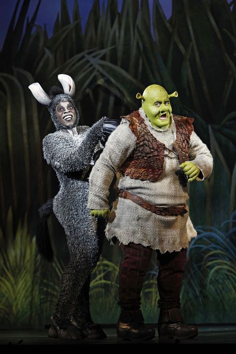 Shrek The Musical -- Travel Song Shrek Makeup, Shrek Musical, Shrek And Donkey, Donkey Costume, Shrek Jr, Pantages Theatre, Shrek The Musical, Shrek Costume, Travel Songs