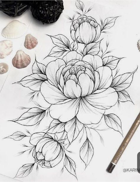 A Drawing, Tattoo Design, Magnolia, Black And White, Flowers, White, Black, Design