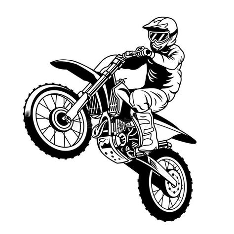 Black and white jumping racer riding the motocross royalty free illustration Motocross Tattoo, Tattoo Bike, Bike Tattoos, Image Moto, Motorcycle Drawing, Bike Drawing, Bike Illustration, Desain Editorial, Drawing Activities