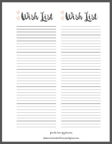 Wish List Free Printable | Adore Planner Co. Printable Wish List, Wish List Printable, Wishlist Printable, Bucket List Quotes, Planner Printables Free, Planner Printables, Free Planner, Scrapbook Printables, Journal Template