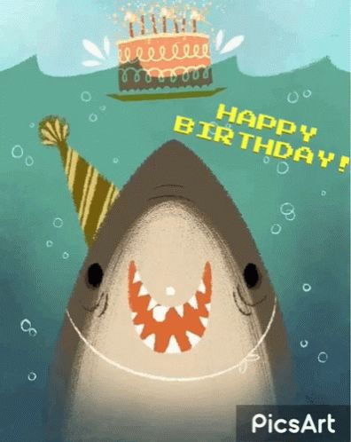 Funny Illustration Art, Happy Shark, Happy Birthday Illustration, Anniversaire Diy, Birthday Illustration, Birthday Memes, Happy Birthday Funny, Bday Cards, Shark Birthday