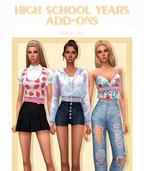 Sims 4 Highschool Years Outfits, Sims 4 Cc Clothes Designer, Sims 4 Teen Cc Clothing, Sims 4 Add Ons, Sims 4 High School, Los Sims 4 Mods, Cc Sims4, Sims Clothes, Sims 4 Anime