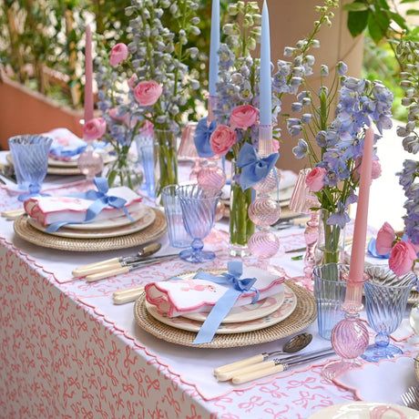 Pink Placemats, Mrs Alice, Spring Vases, Peony Candle, Pagoda Lanterns, Linen Cocktail Napkins, Large Candle Holders, Pink Candles, Spring Table