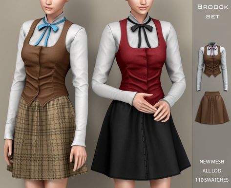 Dark Academia Clothes, Academia Clothes, Sims 4 House Design, Sims 4 Dresses, Sims 4 Cc Packs, Sims 4 Collections, Sims 4 Mods Clothes, Victorian Clothing, Sims 4 Cas