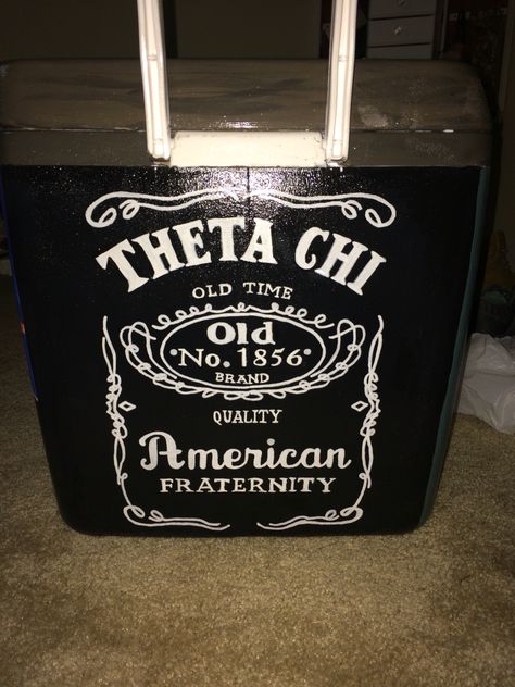 Theta chi mountain weekend painted cooler. Jack Daniels Mountain Weekend Cooler Fraternity, Mountain Weekend Flask, Jack Daniels Frat Cooler, Beach Weekend Cooler Fraternity, Theta Chi Formal Cooler, Painted Frat Cooler Ideas, Frat Formal Coolers Funny, Fraternity Coolers Ideas, Theta Chi Frat Cooler