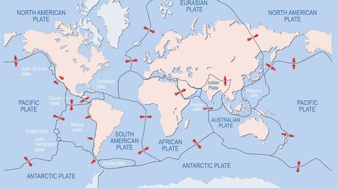 Tectonic Plates Map, Continental Drift Theory, Tectonic Plate Boundaries, Activity Diagram, Plate Boundaries, Subduction Zone, Seismic Wave, Rock Identification, Tectonic Plates