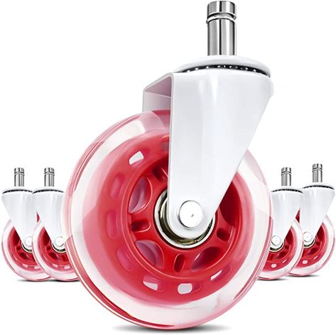 Amazon.com : LPHY Office Chair Wheels (Set of 5) - 3'' Smooth Rolling Heavy Duty Casters - Safe for All Floors Including Hardwood - Universal Stem 7/16 Inch, Pink : Office Products Gold Office Chair, Ikea Office Chair, Roller Chair, Orange Office, Chair Wheels, Office Chair Accessories, White Office Chair, Gold Office, Caster Chairs