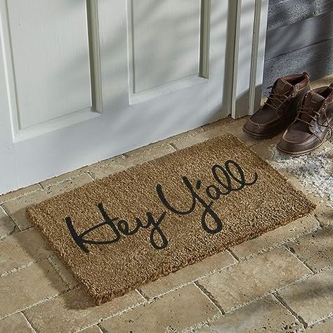 Hey Y'all Southern Coir Doormat Welcome Entryway Cute Fun Front Door Indoor Outdoor Mat 18"x30" Brown Western Porch, Fun Front Door, Front Door Indoor, Door Indoor, Western Homes, Coir Doormat, Western Home Decor, Outdoor Mat, Western Decor