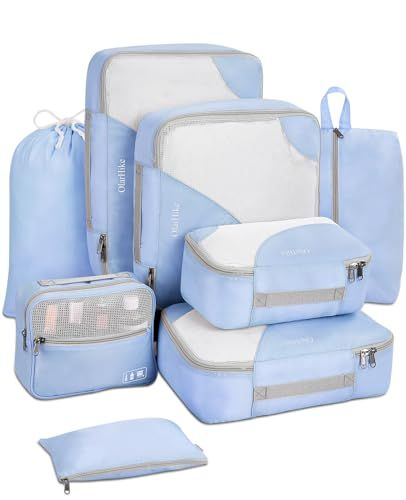 Blue Luggage Sets, Blue Luggage, Luggage Organizer, Small Luggage, Luggage Organization, Carry On Suitcase, Packing Cubes, Luggage Sets, Blue Check