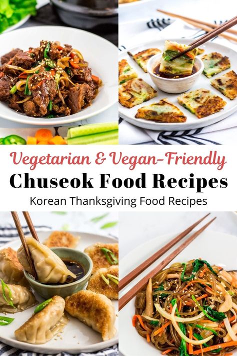 Chuseok Food, Food For Vegetarians, Mandu Recipe, Korean Vegetarian Recipes, Korean Vegetarian, Korean Appetizers, Thanksgiving Vegetarian, Korean Food Side Dishes, Korean Thanksgiving