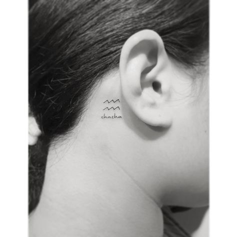 Tattoo Ideas Zodiac, Behind The Ear Tattoo Ideas, Behind The Ear Tattoo, Ear Tattoo Ideas, Zodiac Aquarius, Symbol Tattoos, Zodiac Symbols, Aquarius Zodiac, The Ear