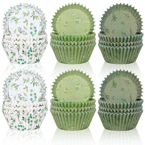 PRICES MAY VARY. Greenery Cupcake Liners - These cupcake papers are in green and white color,printed with eucalyptus olive leaf,nice to dress up your cupcakes, will make the party more funny, which create sweet atmosphere for your family and friends. Package Includes - You will receive 600 pieces of greenery cupcake liners,abundant quantity that can meet your various needs,and bright colors add more warm atmosphere. Reliable Quality - These baking cups cupcake liners are made of quality paper,no Green Graduation Party, Sage Green Baby Shower, Green Bridal Showers, Plant Party, Tea Party Theme, Dinosaur Baby Shower, Sage Green Wedding, Tea Party Birthday, Cupcake Wrappers