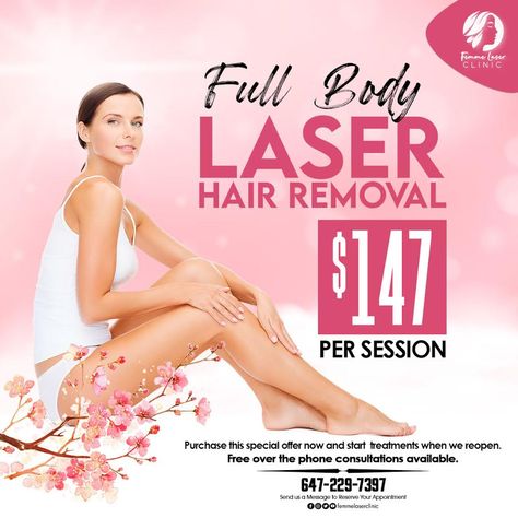 Laser Hair Removal for Absolutely Everyone with Best Results! We Make Sure to Provide Laser Hair Removal Treatments for Each of Our Clients to Ensure Everyone Gets their Desired Results in the Best Amount of Time. For More Info & Details Contact: ☎️: 647-229-7397 #FemmeLaserClinic #SkinCareServices #LaserHairRemoval #GlowingSkin #SmoothSkin #SkinCareInToronto #BeautyMatter #LookFabulous #MakeOver #MakeupArtist #MakeupLook Laser Hair Removal Post Ideas, Aesthetic Ads, Body Laser, Laser Lipo, Laser Clinics, Beauty Room Design, Hair Removal Cream, Post Ideas, Beauty Room