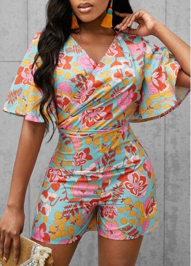 Size:S;Color:Mint Green;Size:XL;Size:L;Size:M;Size:XXL;Style:Elegant;Decoration:Tie;Neckline:V Neck;Season:Summer;Occasion:Party;Fit Type:Regular;Clothing Length:Mini;Color Scheme:Green;Package Contents:1 X Romper;Sleeve's Length:Short Sleeve;Washing Instructions:Hand Wash /Machine Washable;Composition:95% Polyester, 5% Spandex;Pattern Type:Floral; Fashion Work Outfit, Easy Braided Hairstyles, Casual Chic Outfits, 2piece Outfits, Short African Dresses, Rompers For Women, Hairstyles Braided, Jumpsuits And Rompers, African Fashion Women Clothing