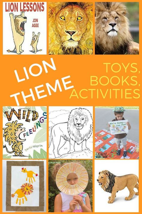 Tot School Lion Theme: Reading List & Activities • The Playful Learner Lion Activities, Zoo Preschool, Jungle Crafts, Lion Book, Daniel And The Lions, Lion Toys, Lion And Lamb, Toddler Classroom, Theme Activity