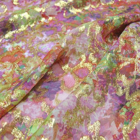 Luxury Silk Fabric For Festive Occasions, Festive Gold Embroidered Silk Fabric, Silk Fabric Gold, Festive Pink Silk Fabric, Festive Pink Brocade Fabric, Mulberry Silk Fabric, Bead Embroidery Tutorial, Holiday Flower, Scarf Dress