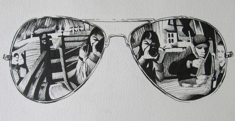 https://flic.kr/p/3Khq2z | Sunglasses | Drawing made with my Staedtler Pigmentliners (0.05, 0.2 and 0.6 mm nib size) Drawing Sunglasses, Sunglasses Drawing, Reflection Drawing, Reflective Sunglasses, Reflection Art, Heart Sunglasses, Cat Eyes, Cool Sunglasses, Aviator Sunglasses