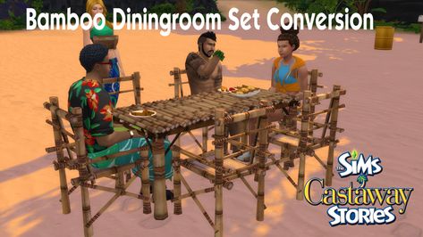 Sims 4 Castaway, Bamboo Decor, My Sims, The Sims 4 Packs, Sims 4 Build, Island Living, Dining Room Set, Electronic Art, Sims Mods