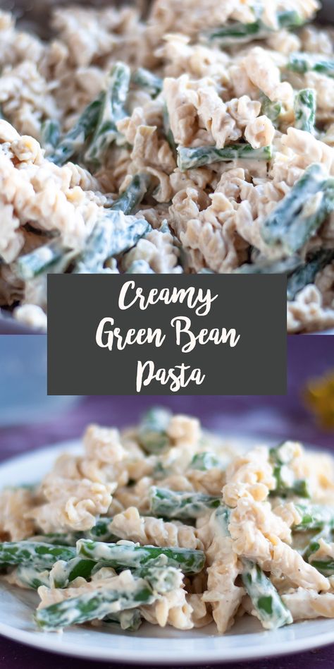 This rich creamy green bean pasta takes less than 30 minutes to cook! Perfect for when you’re craving something a little more decedent for dinner.  #dinner #recipes #pasta #glutenfree #vegan #dairyfree #veganrecipes #greenbean #vegetarian Green Bean Pasta Recipes, Green Bean Pasta, Dinner Recipes Pasta, Asparagus Pasta Recipes, Bean Pasta Recipes, Pasta With Green Beans, Creamy Green Beans, Chicken Green Beans, Creamy Pasta Sauce