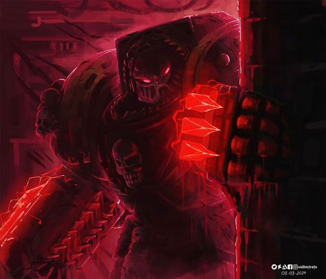 The Red Wake by Niellustrate - 40K Gallery Tyberos The Red Wake 40k, Tyberos The Red Wake, Salamanders 40k, Space Marine Art, Warhammer 40k Memes, Bloodborne Art, 70s Sci Fi Art, Dungeon Master's Guide, 40k Artwork