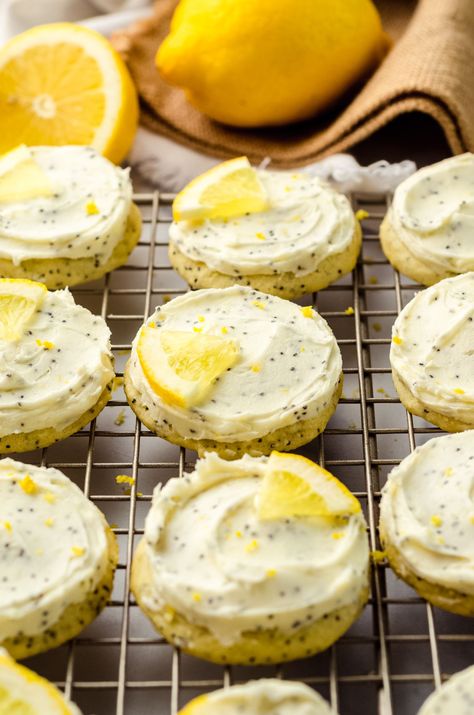 Lemon Poppy Seed Cookies Recipe, Poppy Cookies, Poppyseed Cookies, Lemon Poppy Seed Cookies, Poppy Seed Cookies, Seed Cookies, Blueberry Cookies, Lemon Sugar Cookies, Lemon Poppy Seed