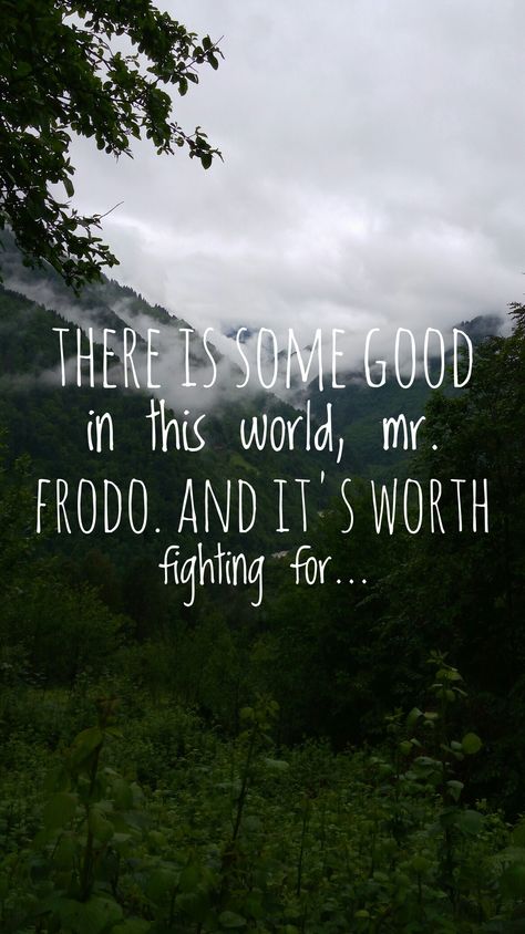 There is some good in this world mr. Frodo. And it's worth fighting for! World Iphone Wallpaper, Hobbit Quotes, Ipad Wallpaper Quotes, Lotr Quotes, Art Friendship, Samwise Gamgee, Tolkien Quotes, Into The West, Legolas