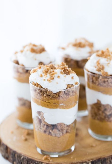 If you are looking for an easy yet elegant dessert this fall, these Pumpkin Pie Trifles are it! The cookies are layered in between a rich, silky smooth pumpkin pie filling. The perfect dessert for fall! #aclassictwist #pumpkinpietrifles #pumpkinrecipes #pumpkindesserts Decadent Cookies, Pumpkin Trifle, Trifle Recipes, Healthy Halloween Food, No Bake Pumpkin, Bake Pumpkin, Pumpkin Eater, No Bake Pumpkin Pie, Pumpkin Spice Cookies