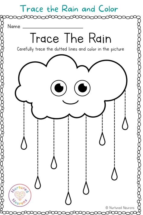 Prewriting Worksheets, Weather Activities Preschool, Pencil Skills, Line Tracing Worksheets, Weather Worksheets, Preschool Weather, Prewriting Skills, Weather Crafts, About Rain