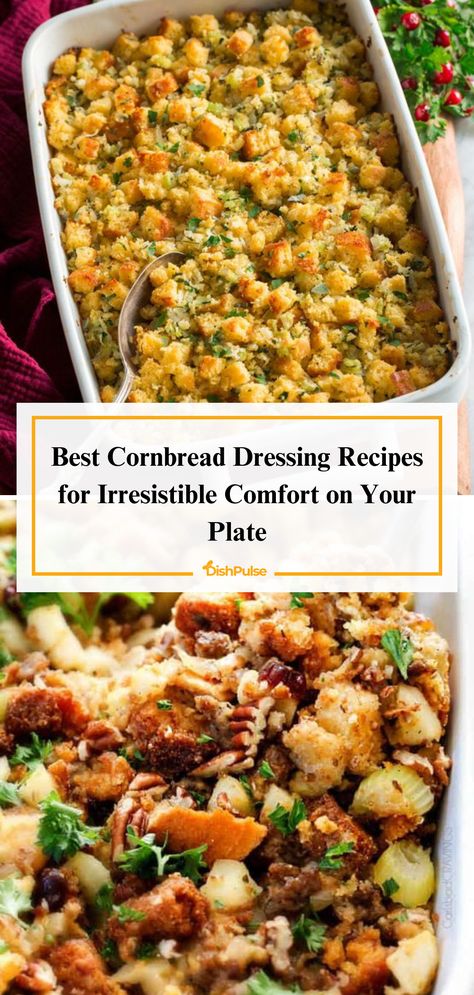 Craving cornbread dressing that steals the spotlight?   We got you! 22 irresistible recipes to make your side dish the star of the show.  ⭐️ 


#DishPulse#Thanksgiving #ComfortFood #CornbreadDressing #DressingLove #HolidayFeast #FallVibes  #Foodie Cornbreaddressing Dressing Recipe, Mushroom Cornbread Dressing, How To Make Dressing, Thanksgiving Dressing Recipes Best, Homemade Cornbread Stuffing Recipe, Best Cornbread Dressing Recipe, Thanksgiving Dressing Recipes, Best Cornbread Dressing, Best Dressing Recipe