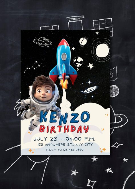 Boy Party Invitations, Space Birthday Invitation, Space Birthday, Space Theme, Boy Birthday Party, Free Space, Birthday Invite, Space And Astronomy, Tag Design