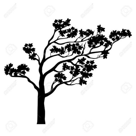 Stylized Drawing, Cherry Tattoo, Spring Designs, Flowering Tree, Hemp Leaf, Sakura Tree, Tree Illustration, Tree Silhouette, Spring Design