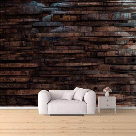 PRICES MAY VARY. SIZE: Size is 100"x144"/254x365cm (Height x Width), we will cut and ship it to you for easy installation. We support custom wallpapers of different sizes, please contact us if you need! SELECTED QUALITY PVC: Our wallpaper is made of selected PVC material, which is environmentally friendly and waterproof, wearable and durable. With clear printing and vivid colors, you can rest assured that you can use it. WIDELY USED: Our wallpapers are used for wall decoration in any scenario, s Bourbon Stave Wall, Rustic Accent Wall Ideas, Peel And Stick Wallpaper Accent Walls, Man Cave Wallpaper, Mens Apartment, Brick Wallpaper Living Room, Wall Covering Ideas, Whiskey Lounge, Large Wall Decals