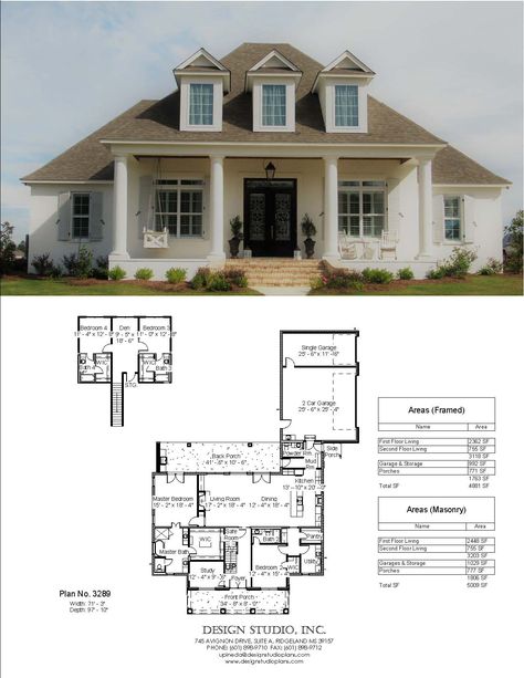 White Column House, Southern Colonial Exterior, Traditional Southern House Plans, Louisiana Style House Plans, Functional Floor Plans, Creole House Plans, Traditional Southern Home Exterior, Southern Brick Homes, Southern House Plans With Porch